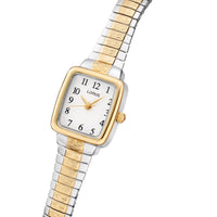 lorus quartz ladies two tone white dial expander bracelet watch