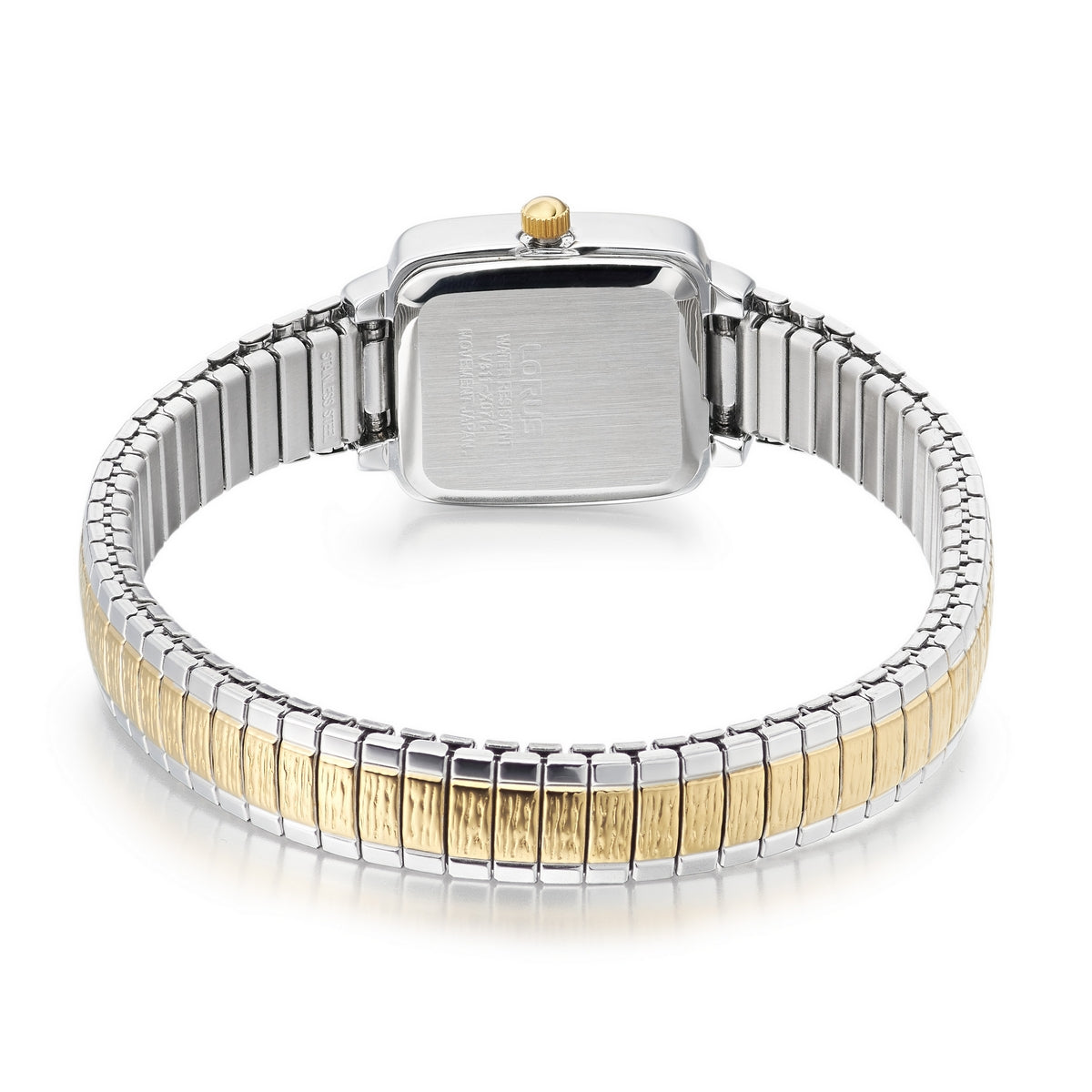 lorus quartz ladies two tone white dial expander bracelet watch