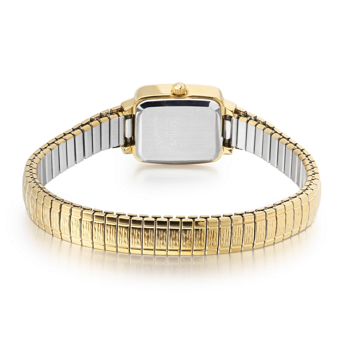 lorus quartz ladies gold plated white dial expander bracelet watch