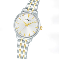 lorus quartz ladies two tone white dial bracelet watch