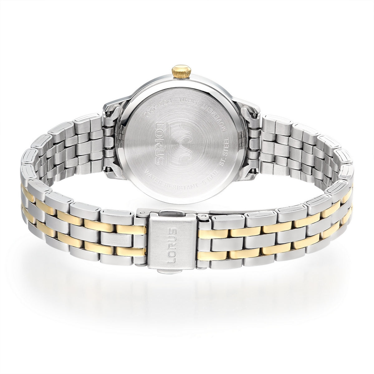 lorus quartz ladies two tone white dial bracelet watch