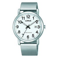 lorus quartz gents stainless steel white dial expand
