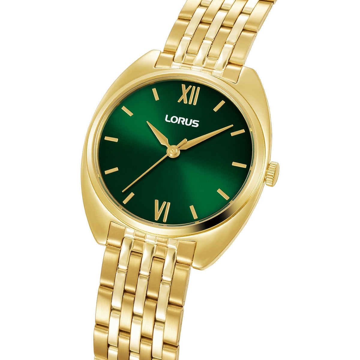 lorus quartz ladies gold plated green dial bracelet watch