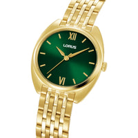 lorus quartz ladies gold plated green dial bracelet watch