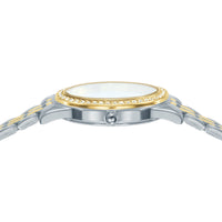 lorus quartz ladies two tone stone set white dial bracelet watch