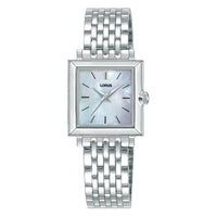lorus quartz ladies stainless steel white mop dial bracelet watch