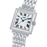 lorus quartz ladies stainless steel white dial bracelet watch