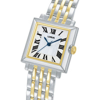 lorus quartz ladies two tone white dial bracelet watch