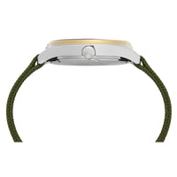 lorus quartz gents two tone green dail green canvas strap