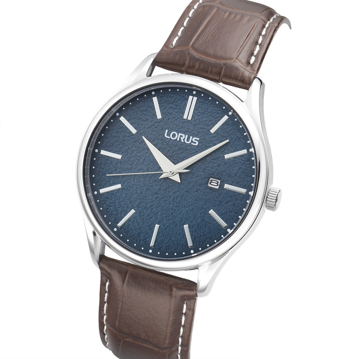 lorus quartz gents stainless steel blue dial strap watch