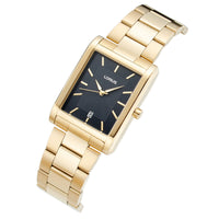 lorus quartz gents gold plated black dial bracelet watch