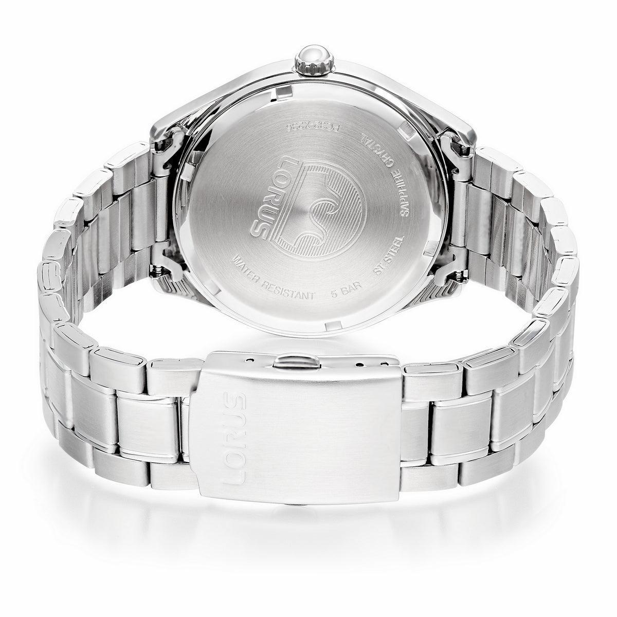 lorus quartz gents stainless steel black dial bracelet watch