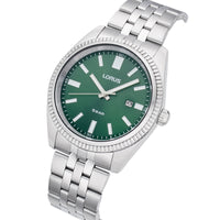 lorus quartz gents stainless steel green dial bracelet watch