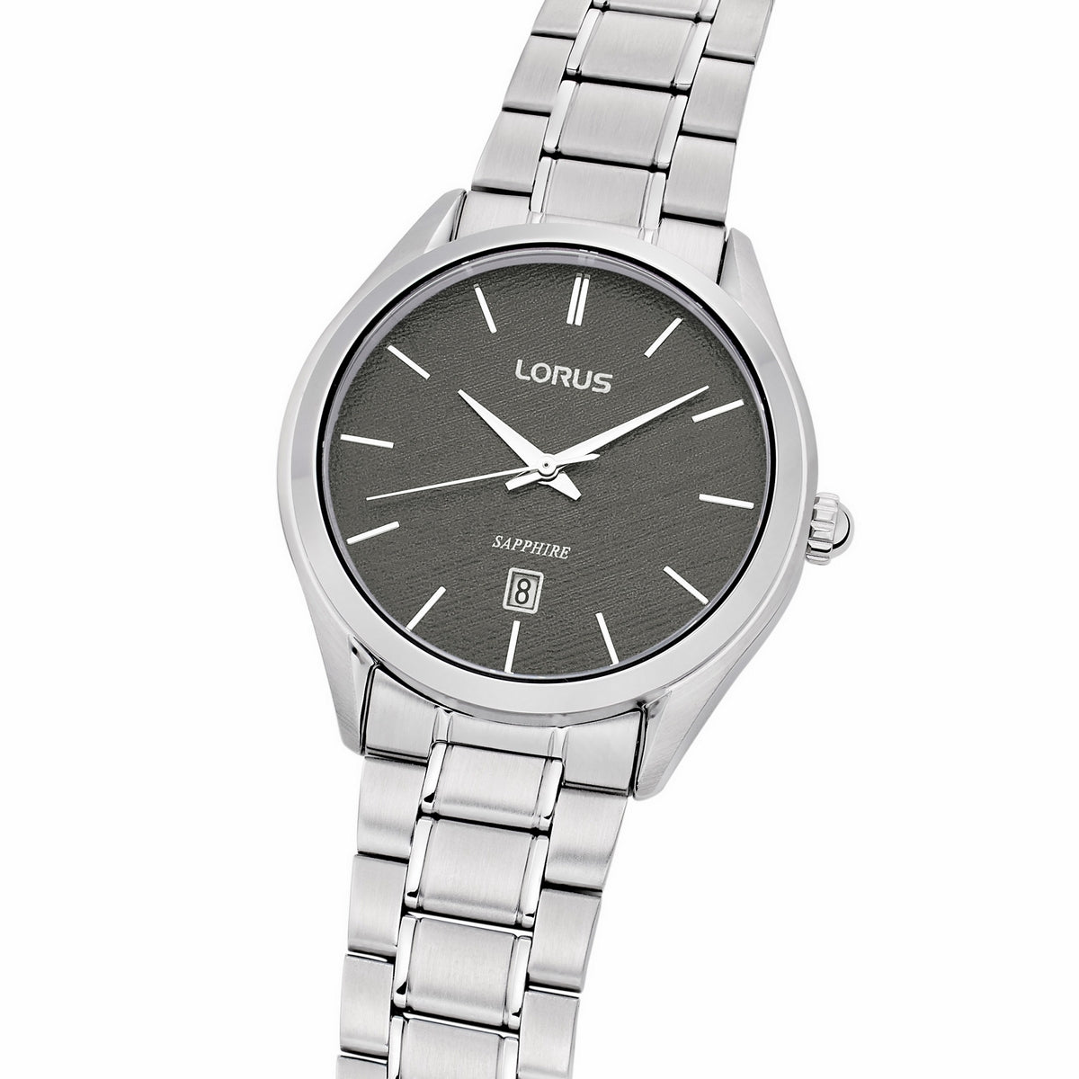 lorus quartz gents stainless steel green dial bracelet watch