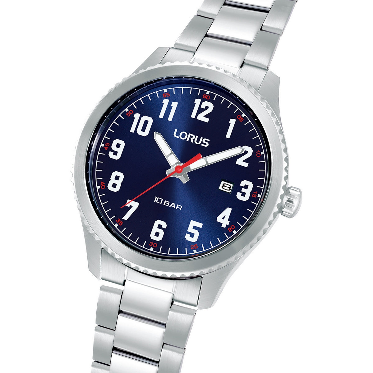 lorus quartz gents stainless steel blue dial bracelet watch