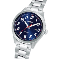 lorus quartz gents stainless steel blue dial bracelet watch