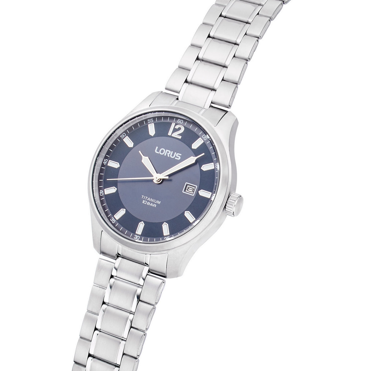 lorus quartz gents titanium blue dial bracelet watch