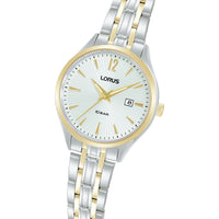 lorus quartz ladies two tone white dial bracelet watch