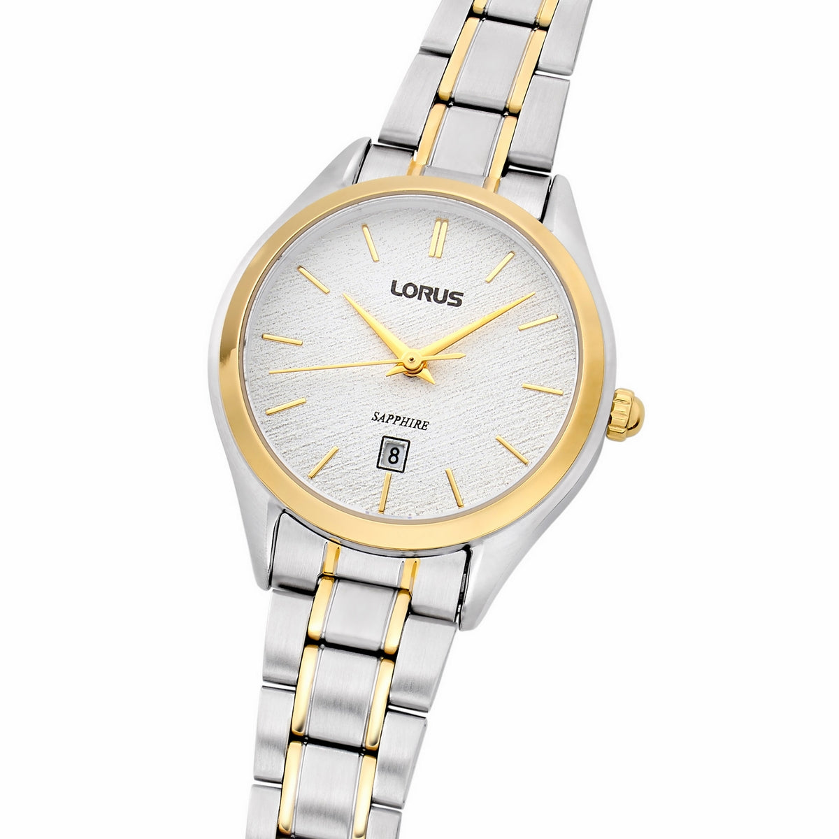 lorus quartz ladies two tone white dial bracelet watch