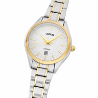 lorus quartz ladies two tone white dial bracelet watch