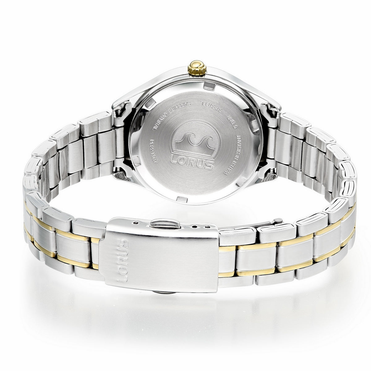lorus quartz ladies two tone white dial bracelet watch