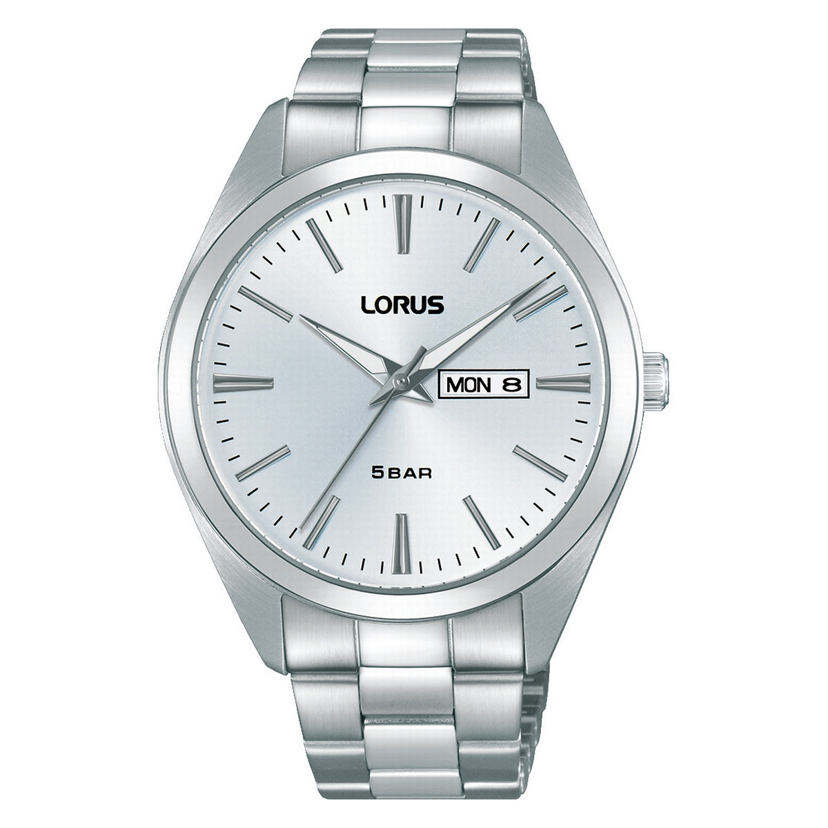 lorus quartz gents stainless steel white dial bracelet watch