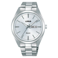 lorus quartz gents stainless steel white dial bracelet watch