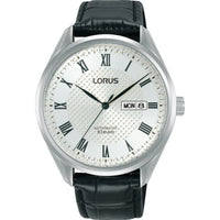 lorus automatic gents stainless steel white dial strap watch