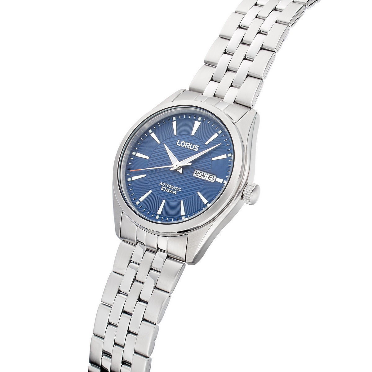 lorus automatic gents stainless steel blue dial bracelet watch