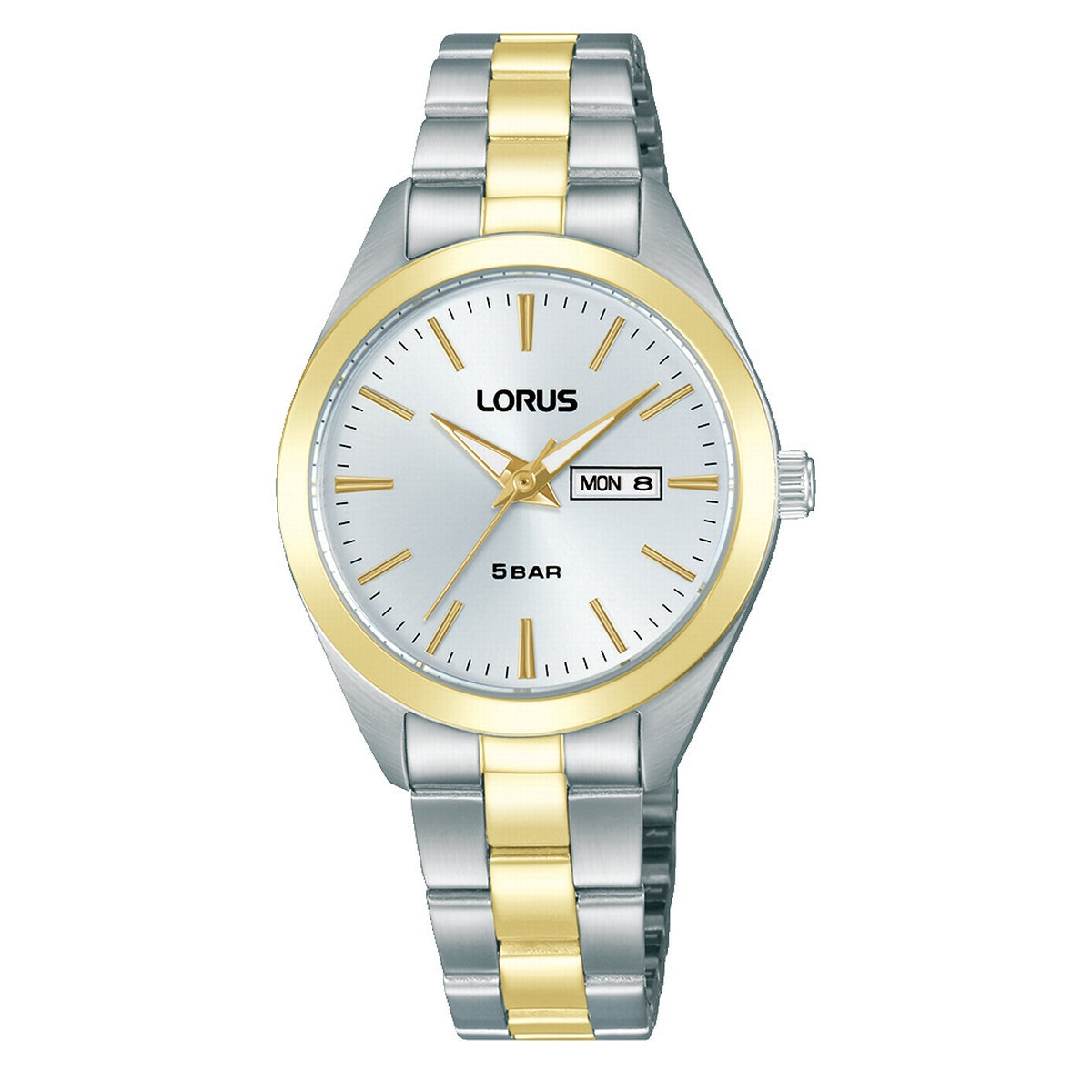 lorus quartz ladies two tone white dial bracelet watch