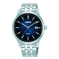 lorus quartz gents stainless steel blue dial bracelet watch