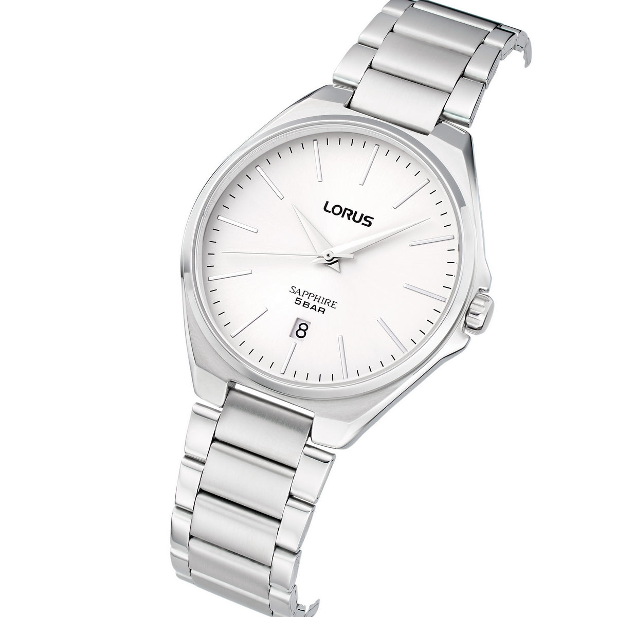 lorus quartz gents stainless steel white dial bracelet watch