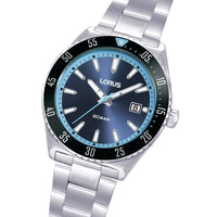 lorus quartz gents stainless steel blue dial bracelet watch