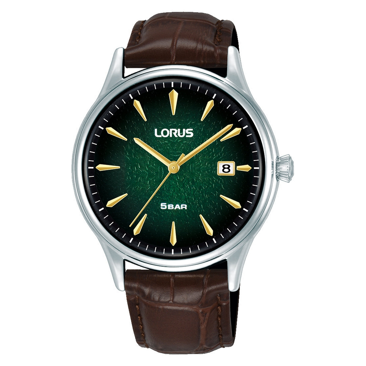 lorus quartz gents stainless steel green dial strap watch