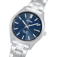lorus solar gents stainless steel blue dial bracelet watch