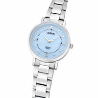 lorus solar ladies stainless steel blue dial bracelet watch