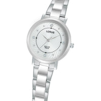 lorus solar ladies stainless steel silver dial bracelet watch