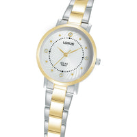 lorus solar ladies two tone silver dial bracelet watch
