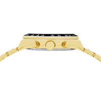 lorus solar chronograph gents gold plated black dial bracelet watch