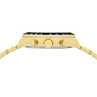 lorus solar chronograph gents gold plated black dial bracelet watch