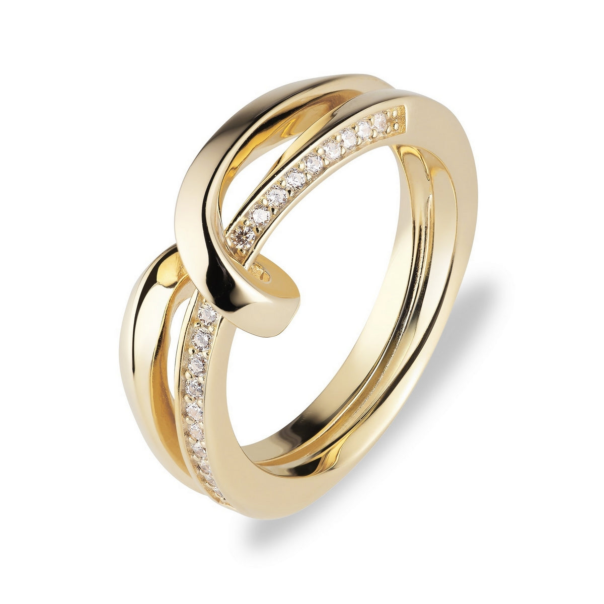 jette ring silver 925 yellow gold plate with cubic zirconia size57