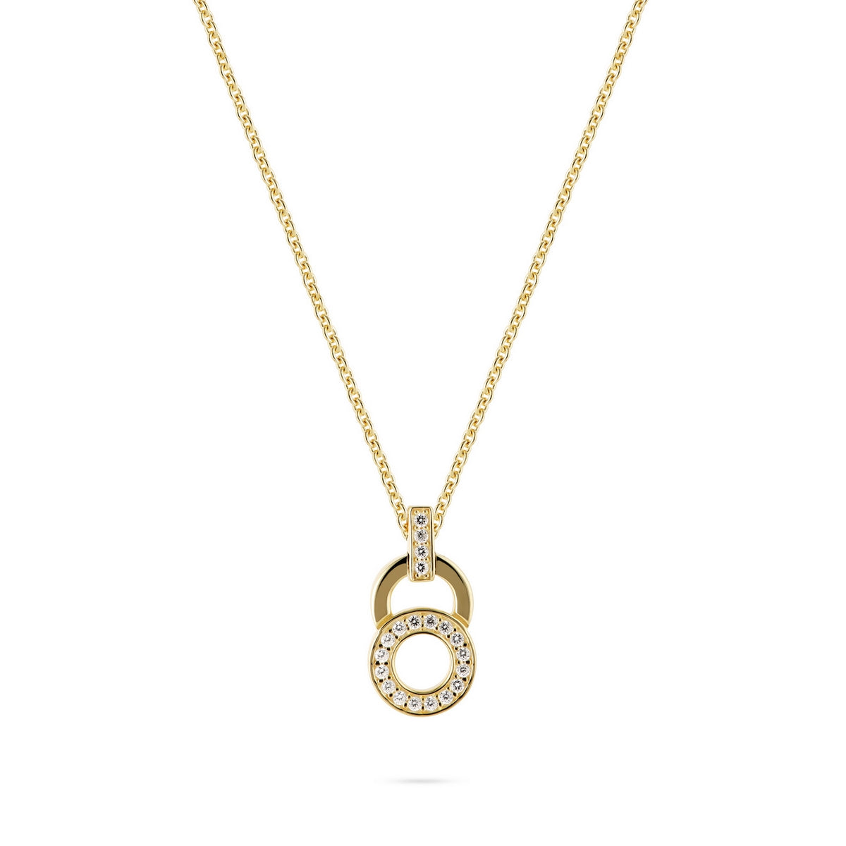 jette necklace silver 925 yellow gold plate with cubic zirconia 48cm