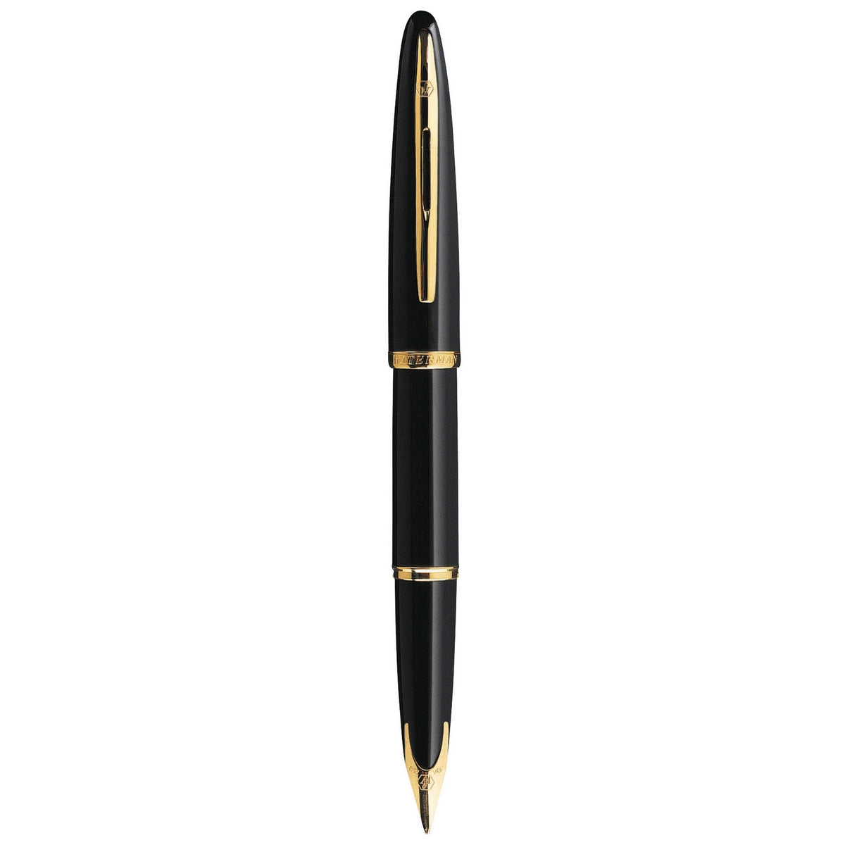 waterman - car�ne fountain pen black  with gold trim, fine nib