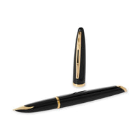 waterman - car�ne fountain pen black with gold trim, medium nib