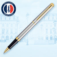 waterman - h�misph�re- roller ball  stainless steel with gold trim