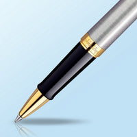 waterman - h�misph�re- roller ball  stainless steel with gold trim