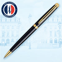 waterman - h�misph�re- ballpoint pen black lacquer with gold trim