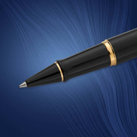 waterman - expert- rollerbal black with gold trim, fine