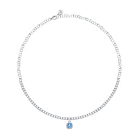 tesori tennis necklace 925 aqua cushion cz38+4