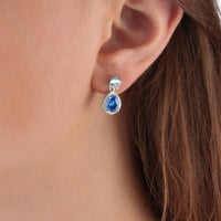 tesori silver earrings white+blue cz silver.925